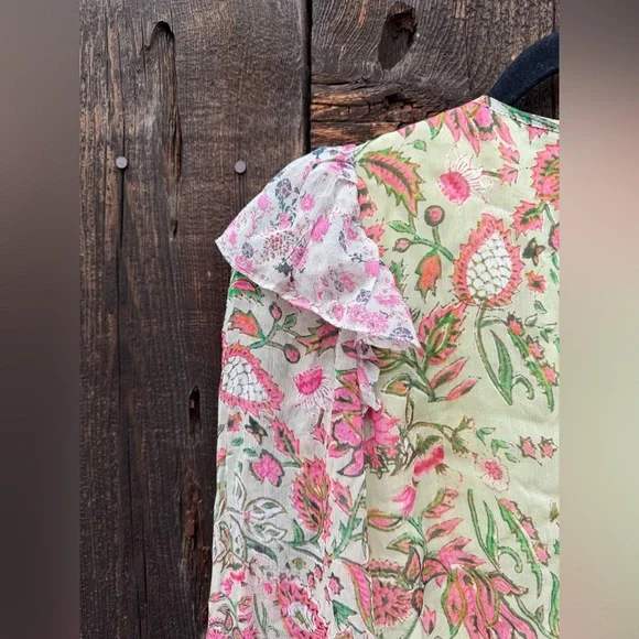 HEMANT & NANDITA Nora Romper in Viscose Paisley Print Long Sleeve Lace Detail - Picture 10 of 16